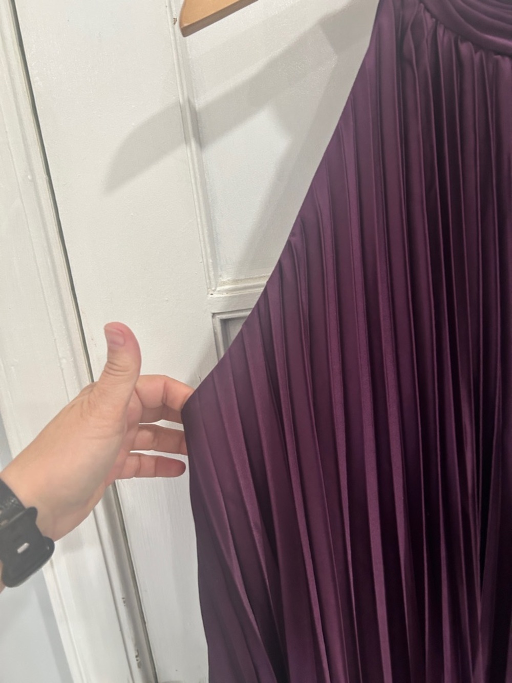 NWT MAC DUGGAL Purple Pleated Satin Halter Neck High Low Gown - Size 16 - Picture 8 of 13